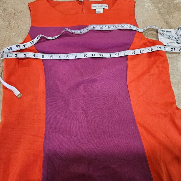 Women's Doncaster Sleeveless Shift Dress Rayon Blend Orange Magenta Size 12 - Picture 3 of 9